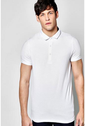 Textured Button Down Polo T Shirt