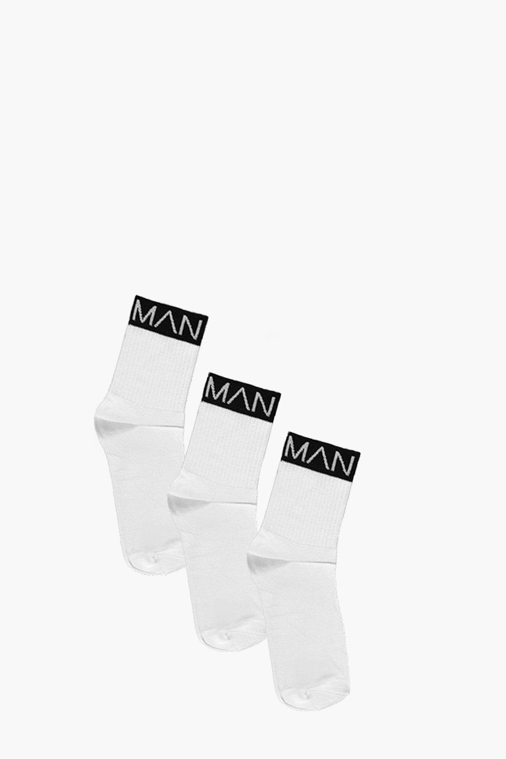 3 Pack MAN Branded Sport Socks With Black Band