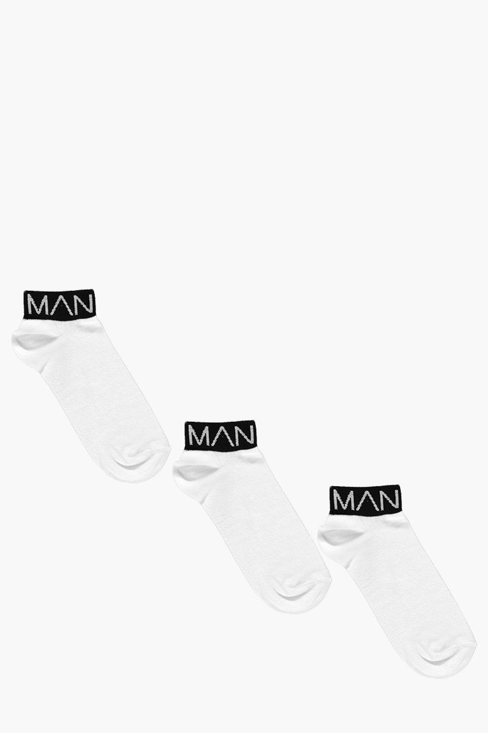 3 Pack MAN Branded Trainer Socks With Black Band