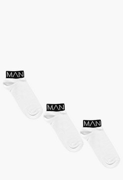 3 Pack MAN Branded Trainer Socks With Black Band