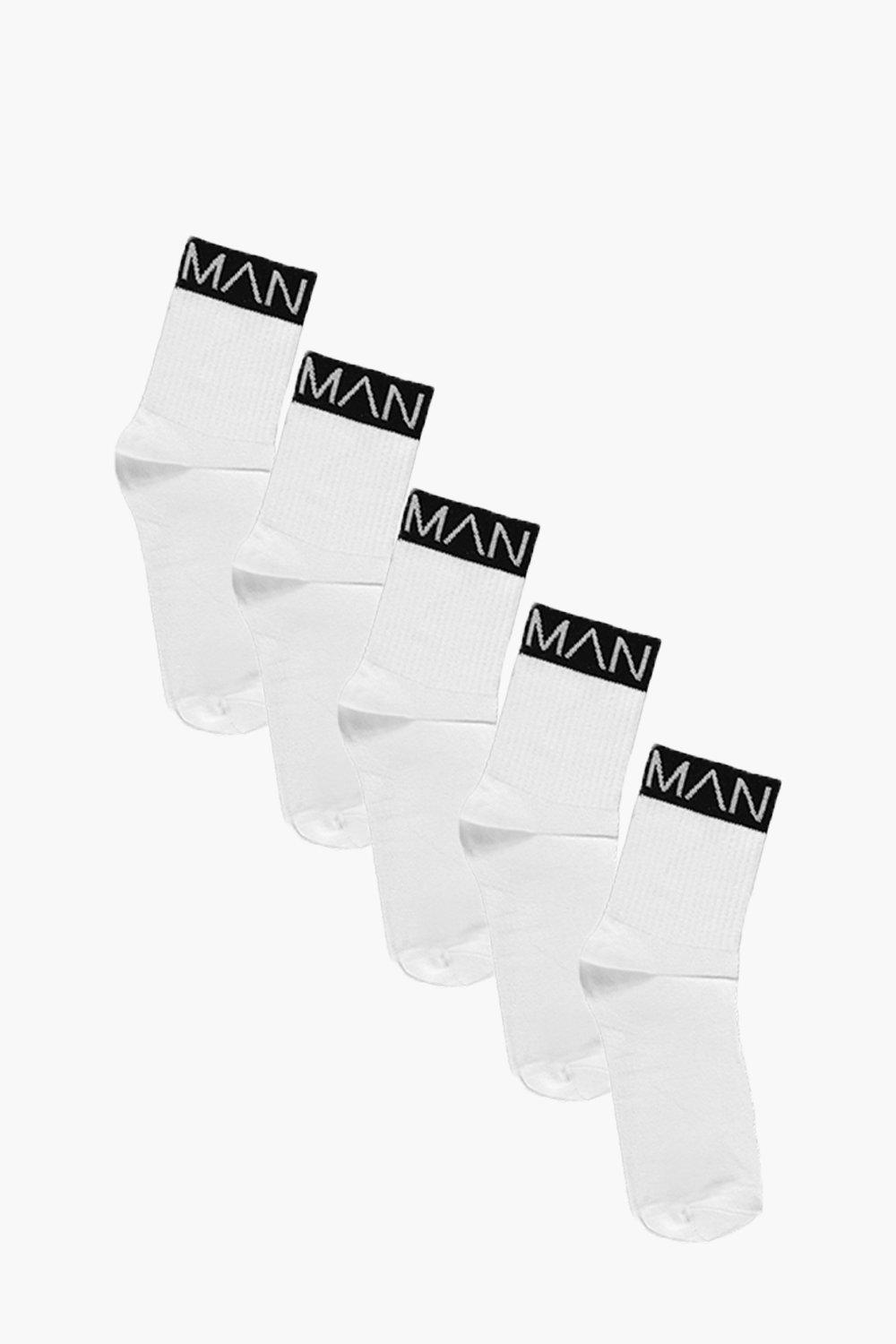 5 Pack MAN Branded Sports Socks With Black Band
