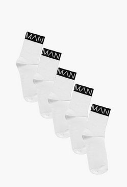 5 Pack MAN Branded Sports Socks With Black Band