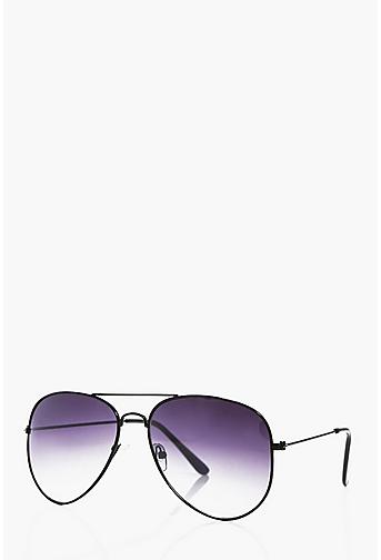 Black Frame Aviator Sunglasses