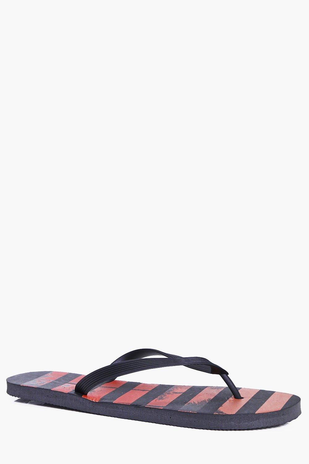 Palm Print Stripe Flip Flops