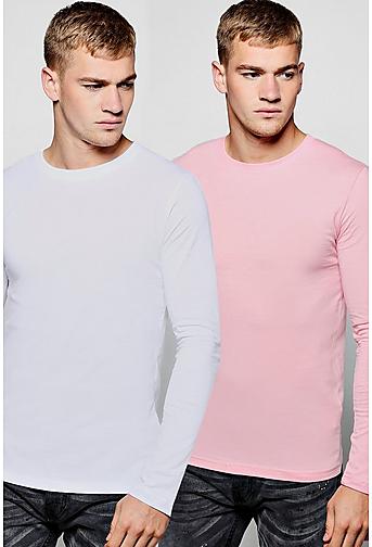 2 Pack Long Sleeve Crew Neck T Shirts