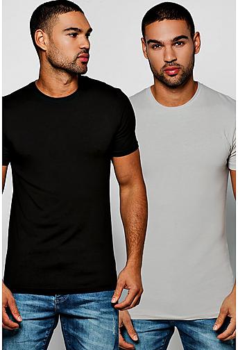 2 Pack Muscle Fit Crew Neck T Shirts