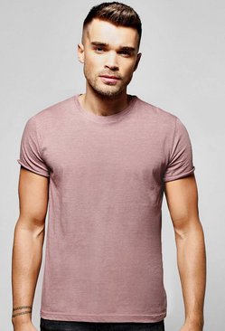 Crew Neck T-Shirt With Rolled Sleeve