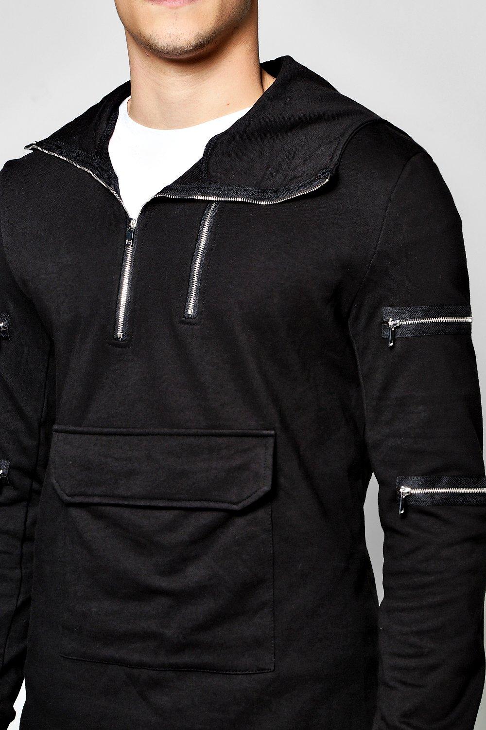 Boohoo Zip Detail Hoodie With Front Pocket pour Homme | eBay