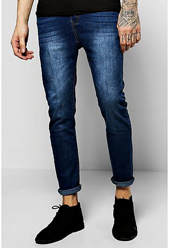 Skinny Fit Indigo Jeans with Blasting