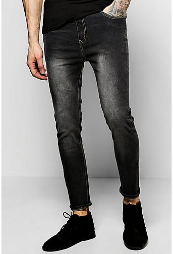Skinny Fit Charcoal Jeans with Blasting
