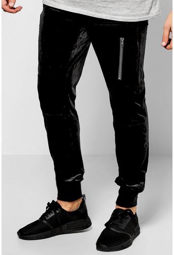 Skinny Fit Velour Joggers With Pockets