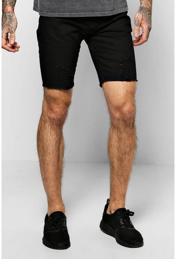 Skinny Stretch Biker Denim Shorts