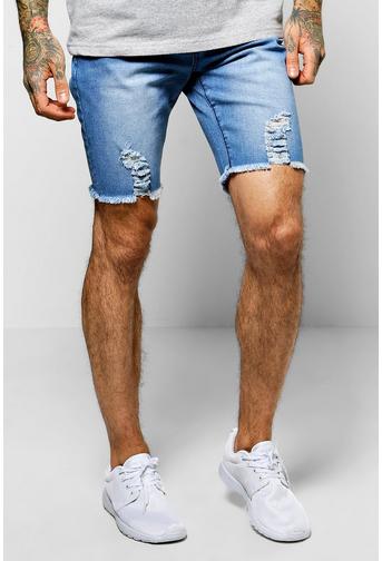 Skinny Stretch Biker Denim Shorts