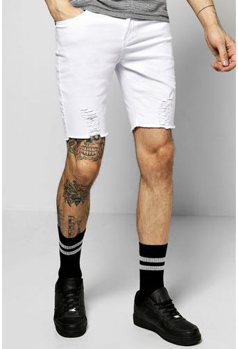 Skinny Stretch Biker Denim Shorts