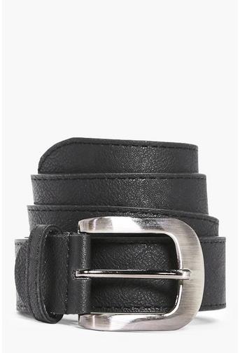 Faux Leather Belt With Metal Buckle