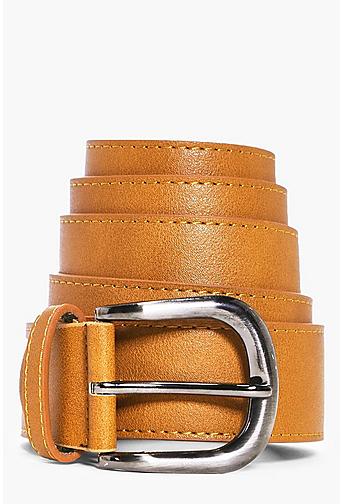 Faux Leather Belt With Metal Buckle