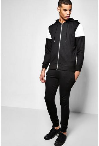 Contrast Panel Tracksuit With Zip Detail