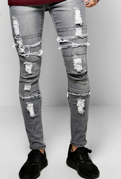 Skinny Fit Multi Panelled Washed Jeans