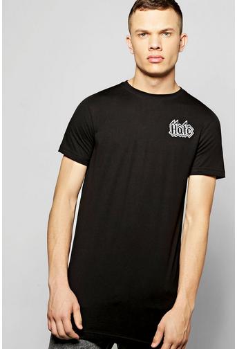 Longline 'Hate' T Shirt Side Zips