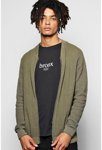 Contrast Zip Through Knitted Bomber