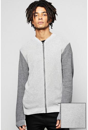 Contrast Zip Through Knitted Bomber