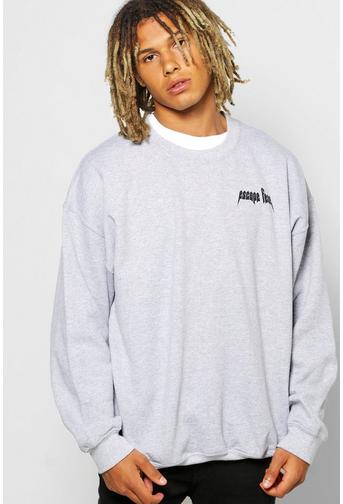 Oversized Escape Fear Print Sweatshirt