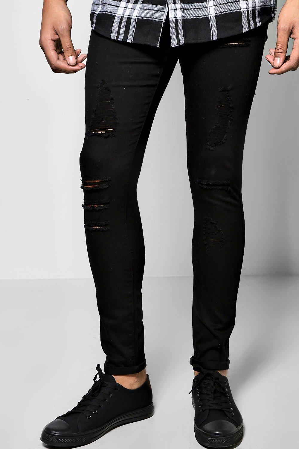 super skinny black ripped jeans