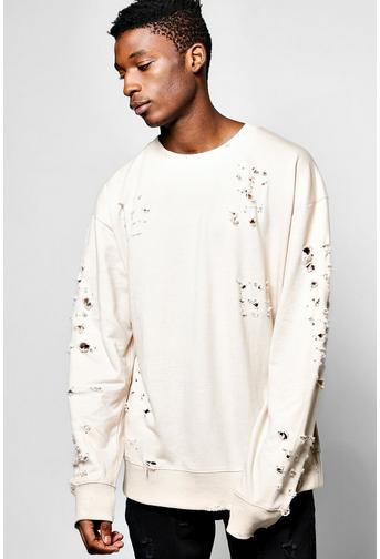 Oversized Extreme Destroyed Sweatshirt