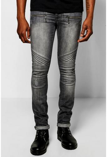 Super Skinny Biker Jeans With Zip Detail