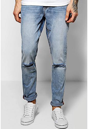 Super Skinny Fit Jeans With Ripped Knees