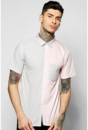 Short Sleeve Mixed Panel Shirt