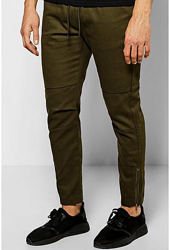 Skinny Fit Chinos With Rip Knee And Zips