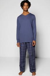 Check Bottom Long Sleeve Pyjama Set