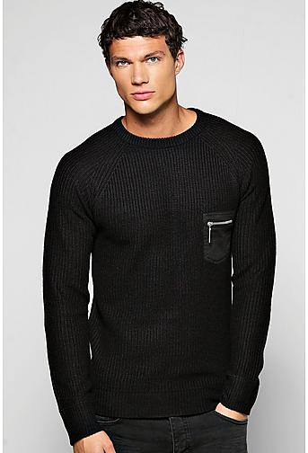 Fisherman Rib Jumper With Patch Pockets