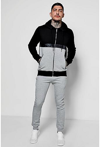 Colour Block Hoodie With Skinny Joggers