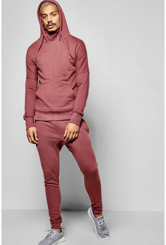 Funnel Neck Hooded Tracksuit With Skinny Joggers