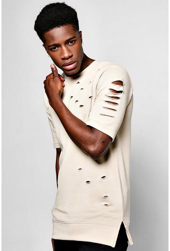 Short Sleeve Destroyed Sweatshirt