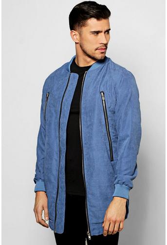 Smart Woven Zipped Longline Bomber Jacket