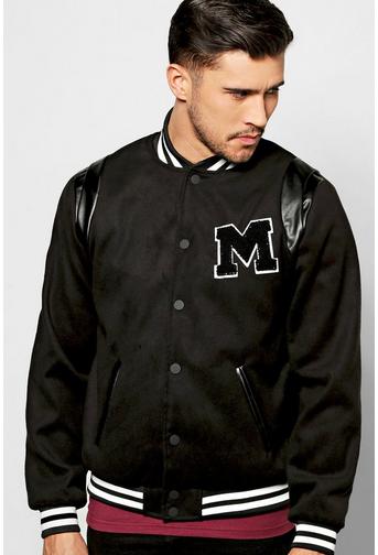 Melton Varsity Jacket With Chest Badge