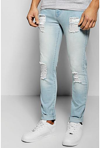 Stretch Skinny Fit Destroyed Jeans