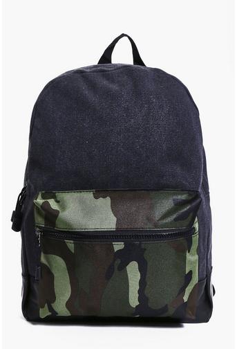 Canvas And PU Mixed Camo Back Pack