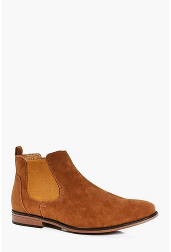 Faux Suede Chelsea Boots