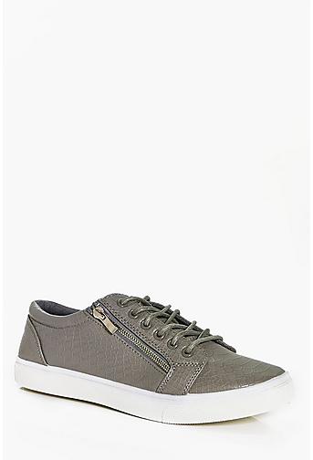 Croc PU Lace Up Trainer with Zip