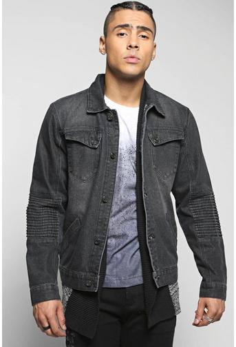 Denim Jacket with Biker Detailing