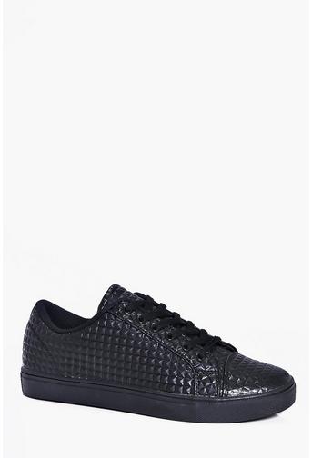 Lace Up Diamond Textured Trainer
