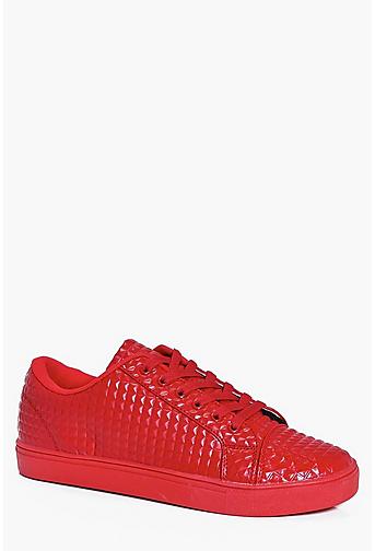 Lace Up Diamond Textured Trainer