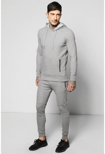 Skinny Fit Ribbed Over the Head Tracksuit