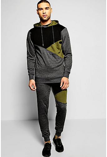 Skinny Fit Spliced Hooded Tracksuit