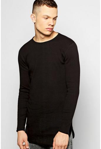 Longline Rib T-Shirt With Scoop Hem