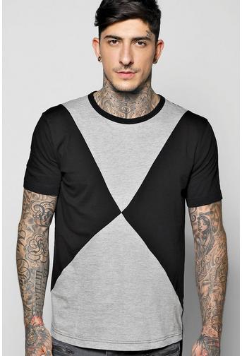 Long Line Step Hem Splice T-Shirt